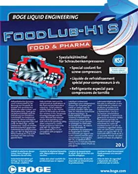 nový potravinársky olej BOGE FoodLub-H1 SX pre skrutkové kompresory v potravinárstve a farmeceutickom priemysle