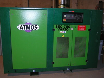 Skrutkový kompresor ATMOS SEC 750 Vario, 859 prevádzkových hodín, ako nový